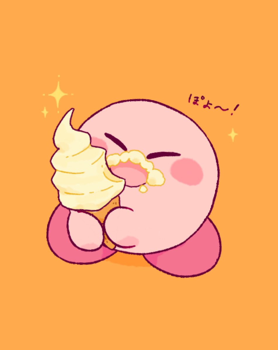 kirby food ! no humans ice cream simple background solo holding  illustration images