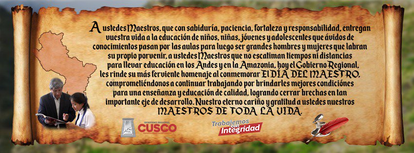 Region_Cusco's tweet photo. Un verdadero héroe  no tiene capa, enseña. #DiaDelMaestro #Region_Cusco https://t.co/robknFj7vY