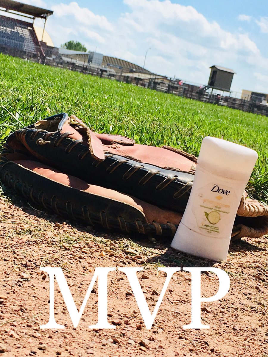 WeyburnSHEHAWKS's tweet photo. Game 1 today against the Odessa Steelers resulted in a 12-3 win. Bats were again alive and @dallenrz touched them all on a well placed bunt. Tbh, though, the real MVP was @Dove deodorant for keeping the #kawwwful scent to a minimum. #ilikebigbunts #birdstick https://t.co/KcYEzYY9l8