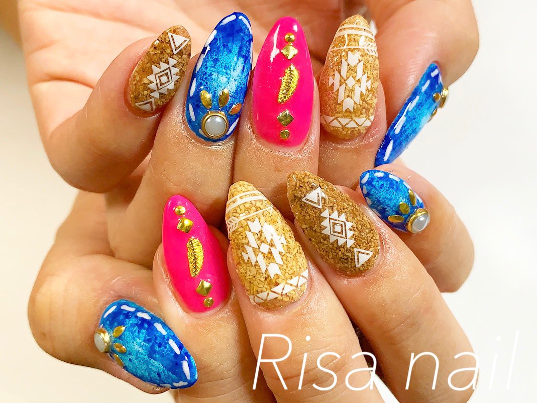 Risa Newネイル Newnail ジェルネイル Gelnail スカルプチュア スカルプチュアネイル セルフネイル Selfnail デニム コルク Pink エスニック Paragel Nailparfait Kokoist コルク ネイルはもうやらない デニムネイルは毎回でもやりたい