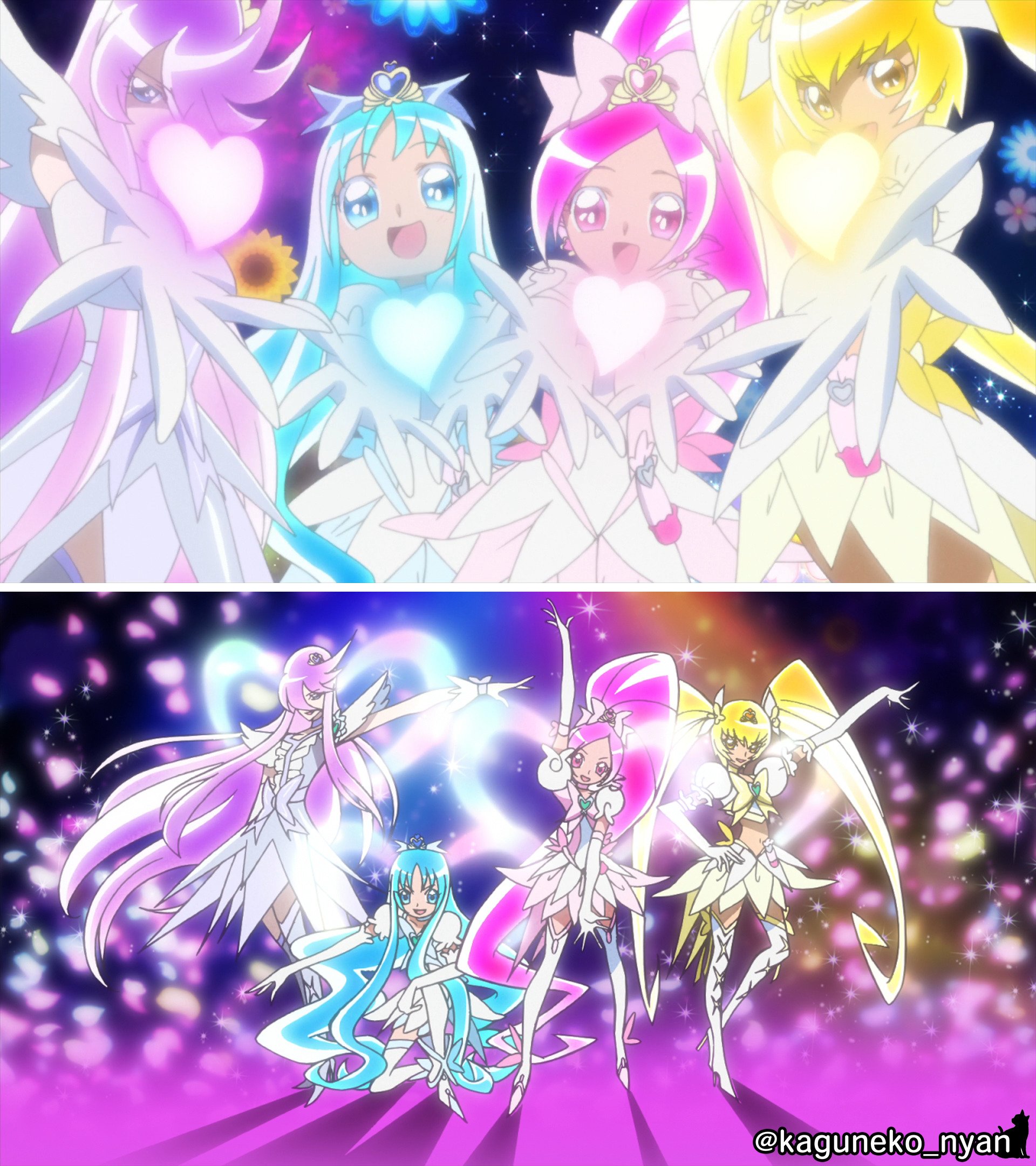 かぐ猫 Twitterissa ハートキャッチプリキュアスーパーシルエット の変身バンクが今見ても凄くカッコいいと思います チアフルスタイル イノセントフォーム プリンセスフォームなど数あるなかで この演出は本当にカッコ可愛くて好き この後の ハートキャッチ