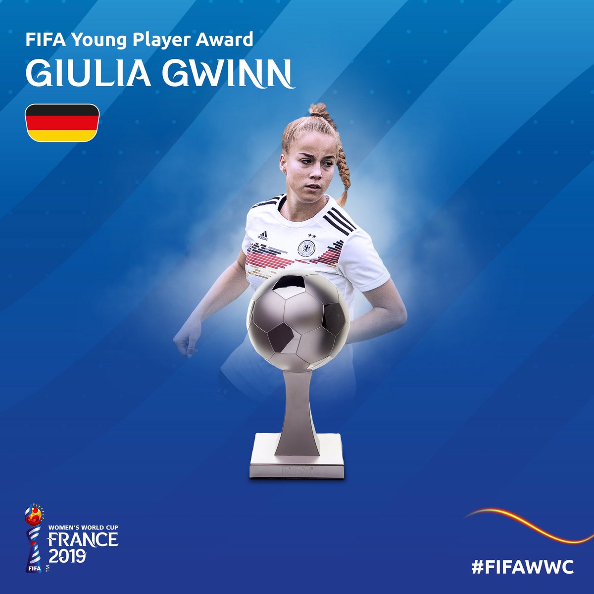 Sp_Bundesliga's tweet image. 🇩🇪 Giulia Gwinn (#SCFreiburg) fue elegida Mejor Joven del #FIFAWFC2019