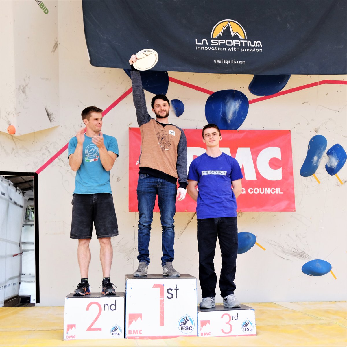gb_climbing's tweet photo. Champions! 🏆Nathan Phillips retains his title and Holly Toothill wins for her first time at the La Sportiva BMC British Bouldering Championships 2019. Congrats to everyone, it was an awesome competition @lasportivatwitt @ClifBar @Beta_Climbing #BBCs2019 https://t.co/nnHtFSYuVe