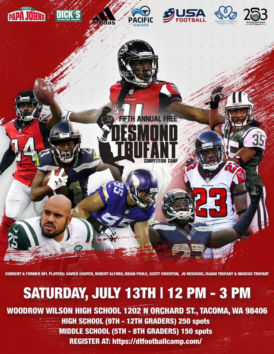 We are less then a week out. There are a few spots left. Register here - dtfootballcamp.com