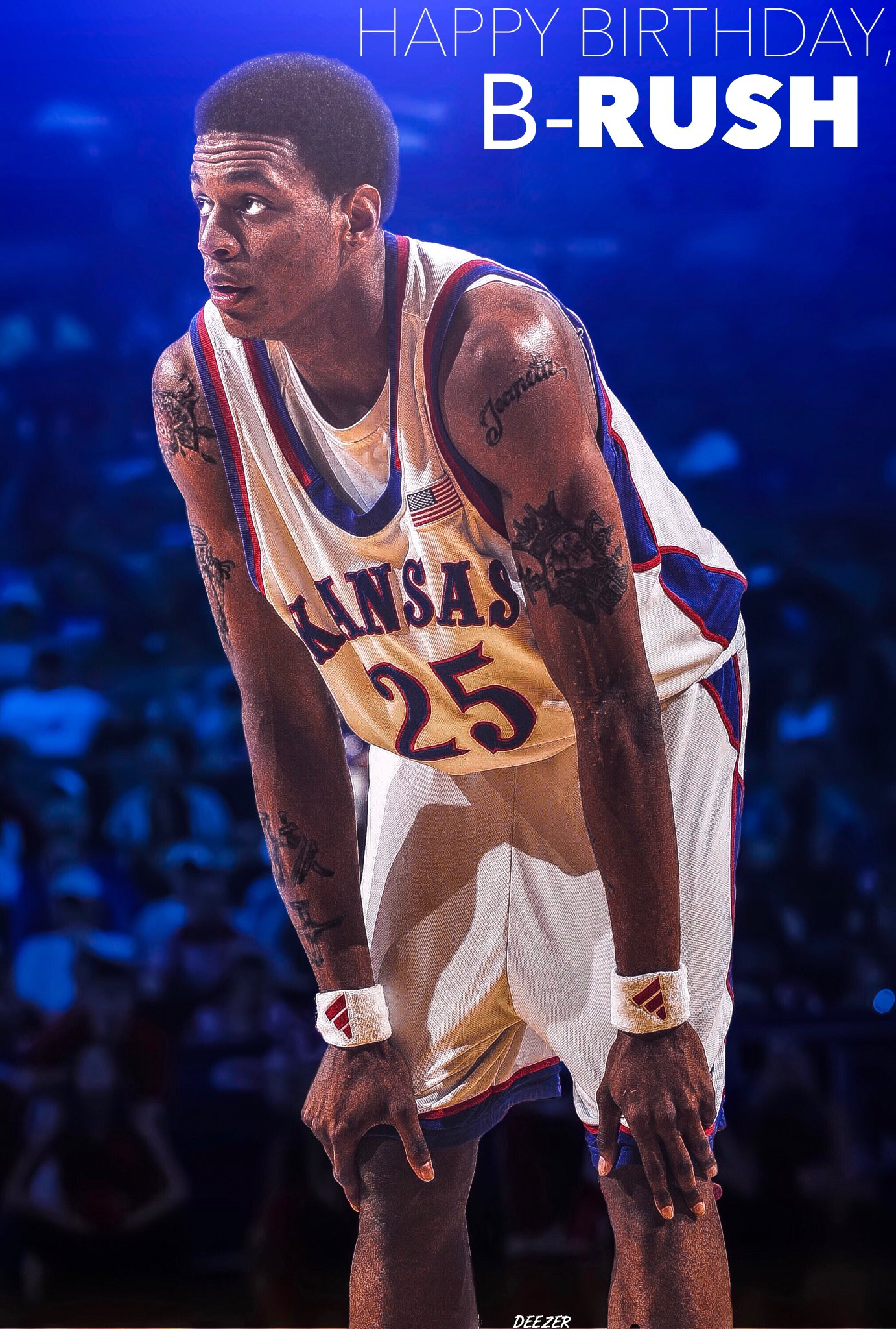 National Champion, jersey retired, Jayhawk LEGEND! Happy birthday, Brandon Rush!!!! 
