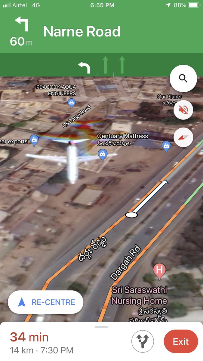 LizShuchi's tweet image. @googlemaps what’s up with u! Why do we see an aeroplane on map! Is this some Joke #wrongmap #aeroplaneonroad #google #GoogleMaps #Hyderabad #Google