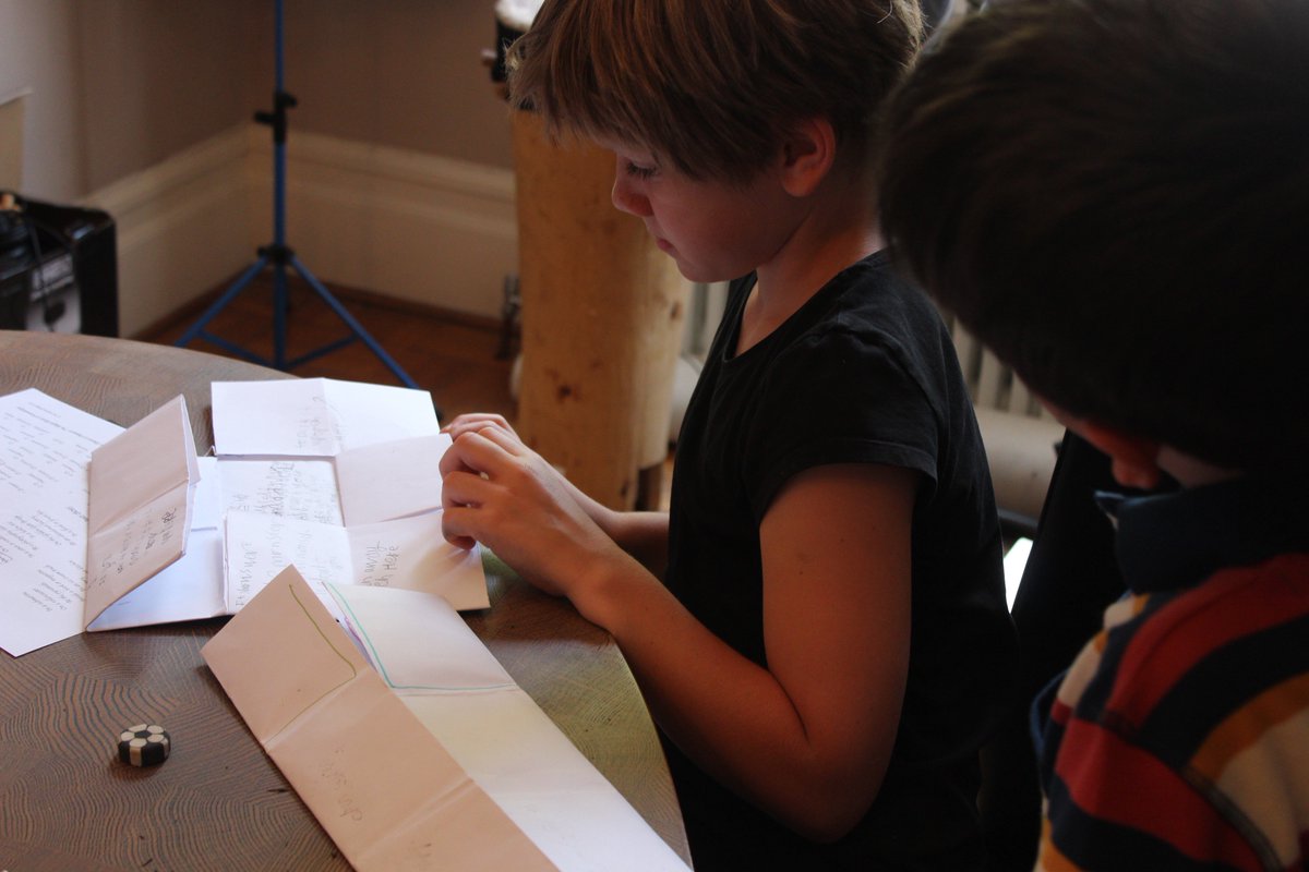 TheBridge2Learn's tweet photo. The 'you choose' story workshop was great! Thanks @the2steves for your inspiration-the kids were excited that you'd tweeted! You can see the stories coming together-plans, writing and even illustrations.  The lift-the-flap mechanism meant it was easier to keep track of the plots! https://t.co/OkVnJepLdk
