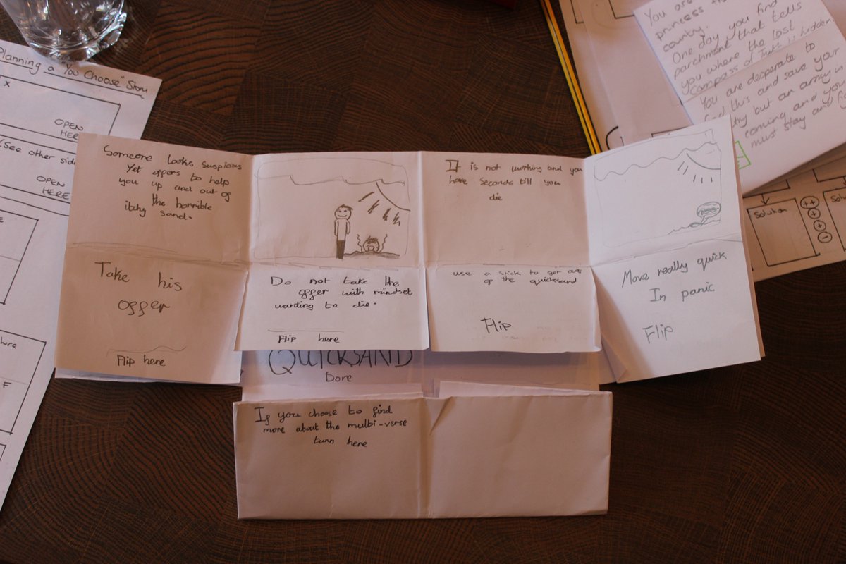 TheBridge2Learn's tweet photo. And here are some of the stories (nearly finished!)

Quotes from the kid-authors about the session ...
Joe "It was awesome. I wish it was longer."
Sam "I really enjoyed it, because we learned new ways to write imaginative stories." https://t.co/BiV82J0pyc