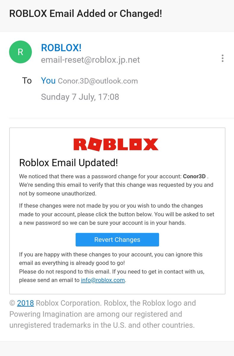 Roblox Password Reset Email Spam