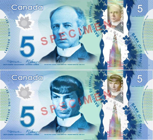 RiddellArchives's tweet photo. #SpockingFives The previous images came from a story in 2015, shortly after Nimoy passed away. The bills in the article have been replaced with new ones and are being taken out of circulation. https://t.co/9Kt6qku2Br