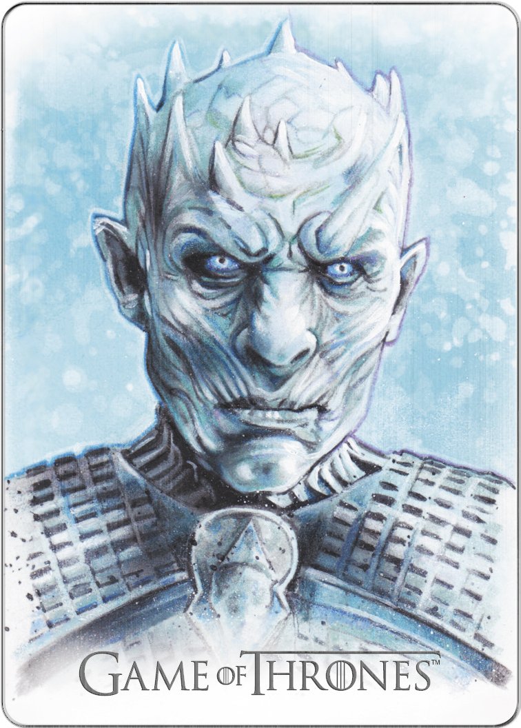 This one-of-one Sketch card of The Night King by Jason Davies from Rittenhouse Archives' Game of Thrones Inflexions trading cards recently sold for $1500 on eBay! Look for the Artifex Metal version of this awesome Sketch card limited to just 25 copies. #GameofThrones