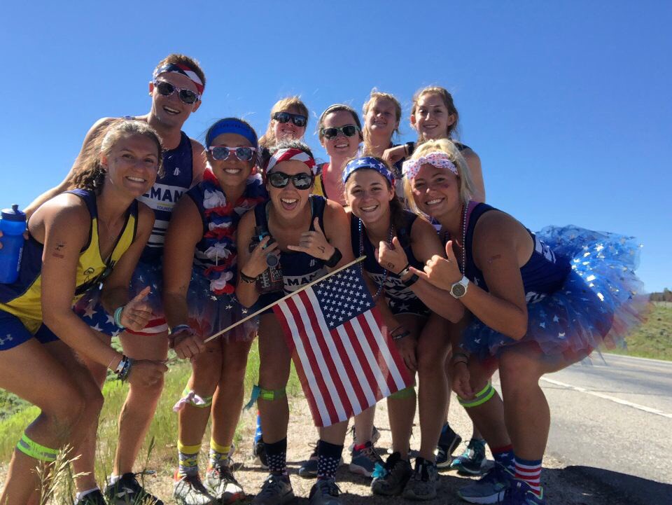 4KforCancer's tweet photo. DAY 19: Happy fourth of July! Today, we each ran 9 miles to cover 84 miles total with the team. This and many honks and cheers from other cars - because of our fabulous USA outfits - brought us to the town of Salida! We watched the parade here and Amica’s Pizza’s donated a meal! https://t.co/G3nD3wqaQL