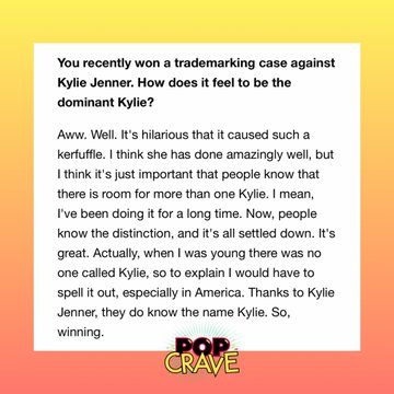 Kylie Minogue habla sobre cómo es ser la 'Kylie dominante' tras ganar batalla legal contra Kylie Jenner