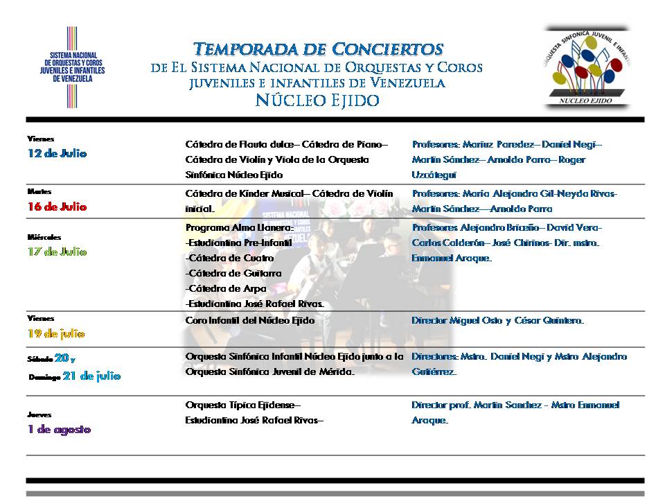 Temporada de Conciertos julio 2019 #tocarlucharcantar <a href="/nellitaleon/">marianella leon</a> <a href="/danielnegi/">DANIEL NEGI</a> <a href="/CopaAmerica/">CONMEBOL Copa América™️</a>
