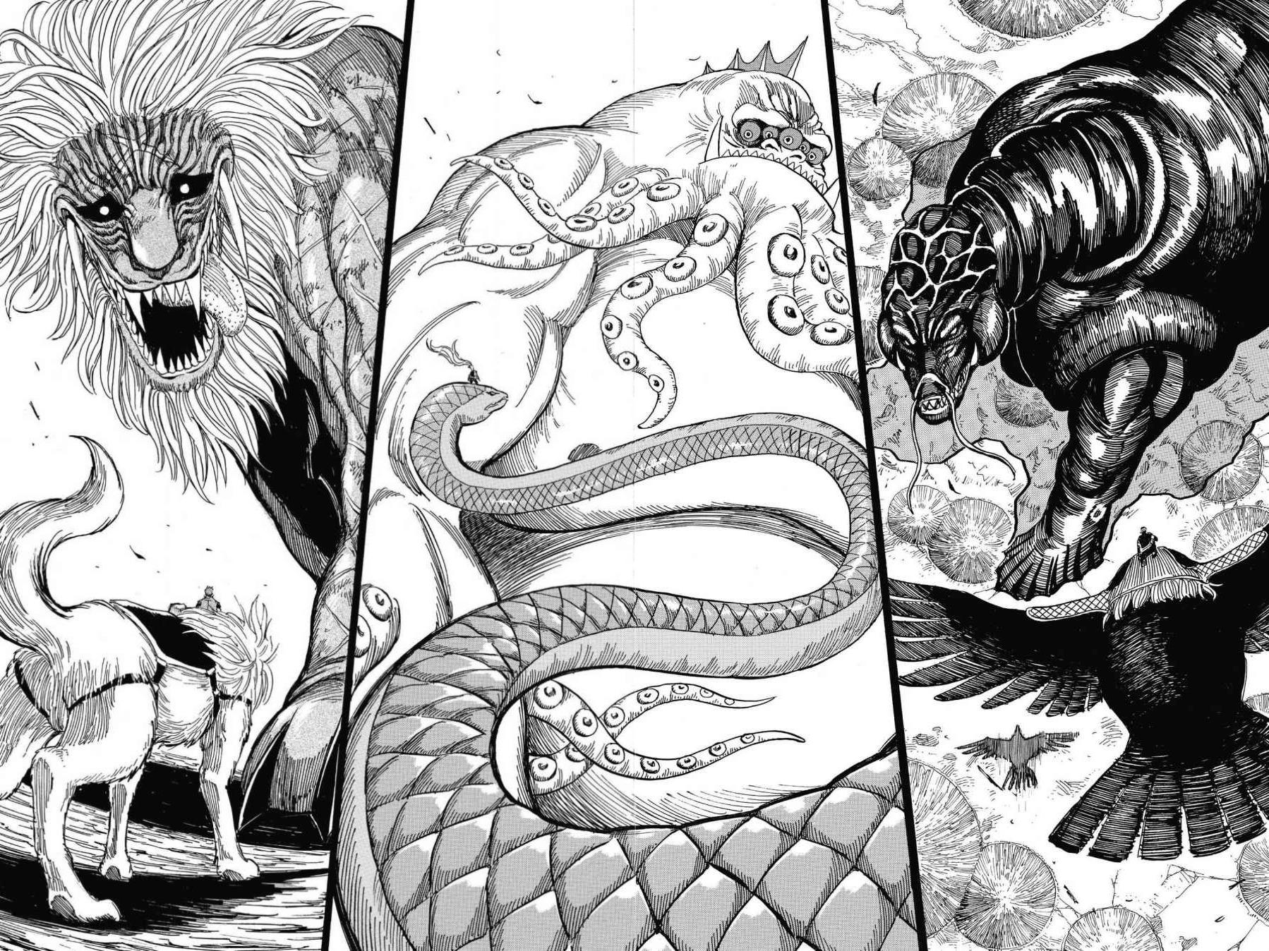 Манга царство птиц и зверей 36. Торико монстры. Торико Манга. Королевская змея Торико. Торико животные