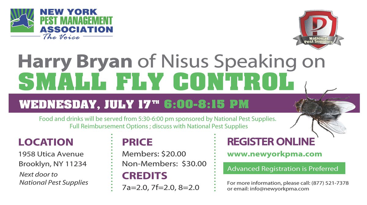 NYPMA's tweet photo. Sign up now for our Small Fly Control Evening Seminar https://t.co/17P9HkRjqb
