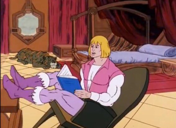 Here’s Prince Adam reading 'Fifty Shades of Grey' whilst having a danger wank.