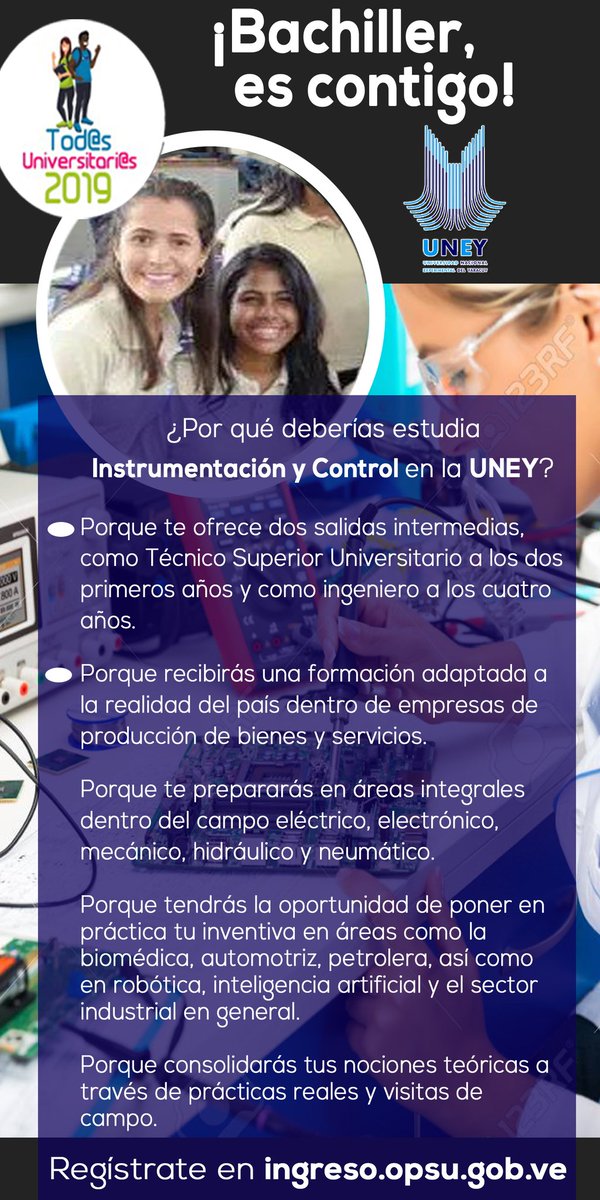 La #UNEY promueve oportunidades  de estudio en educación universitaria, con visión amplia de sus ofertas académicas 
#pnfeninstrumentaciónycontrol
#oportunidadesdeestudio
<a href="/hugbelpsuv/">Hugbel Roa</a> <a href="/MedozaWullian/">Wullian Mendoza</a> <a href="/opsuoficial/">Opsu Oficial</a> <a href="/Francarmr/">Francar Martinez</a> <a href="/FundaciteYara/">Fundacite Yaracuy</a> <a href="/JULIOLEONYARA/">JULIO LEÓN HEREDIA</a>