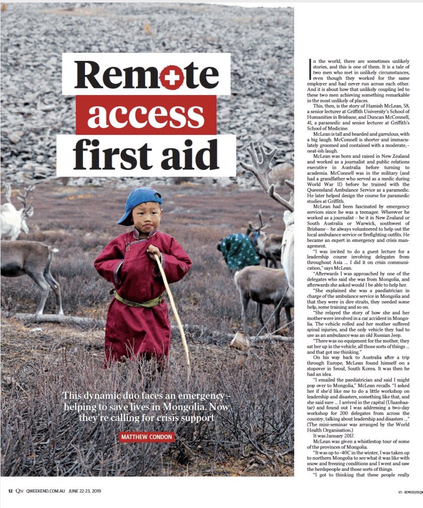 DuncanMcConnel1's tweet photo. It was amazing to read a comment like this posted as a letter to the editor, to the Courier Mail for the work Hamish McLean and I are doing in Mongolia. #healthcare #ambulance, @Griffith_Uni @Griffith_Health @WHO #disastermanagement #emsdevelopment https://t.co/9d612e2yoC