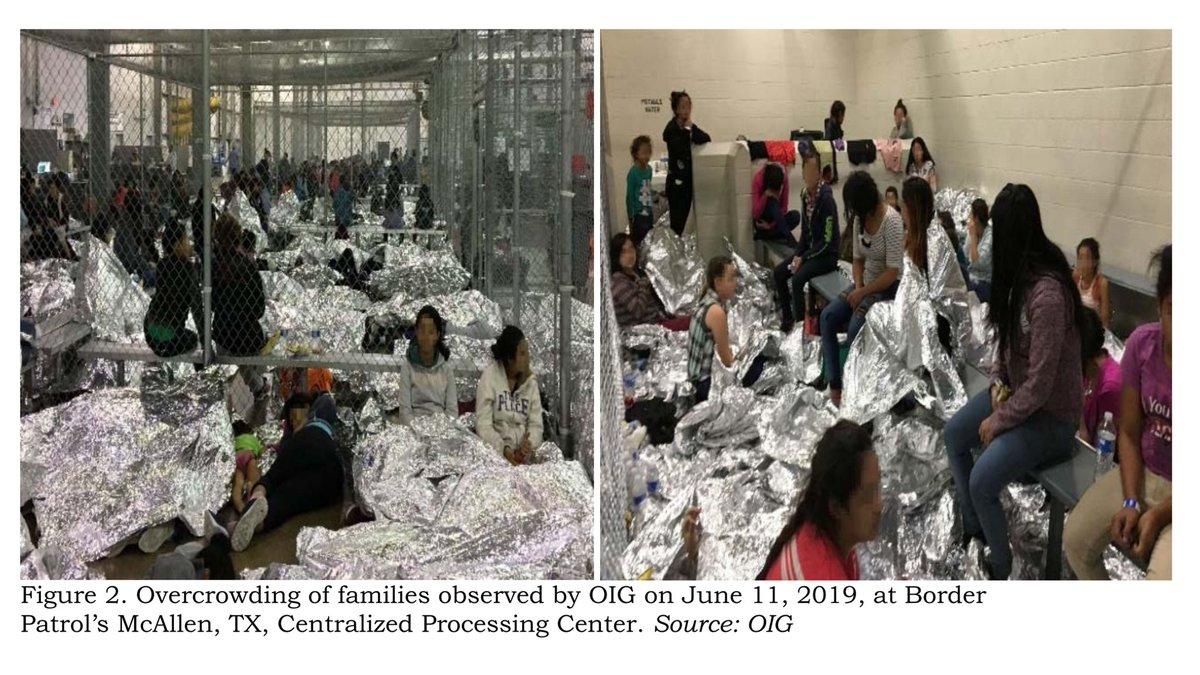 These are pictures from the actual US government inspector report, PDF linked above.Trump first claimed this did not happen.This shows definitively otherwise.He then said they deserve it for coming here illegally, in the same 3-tweet thread.They do not.Nobody does.