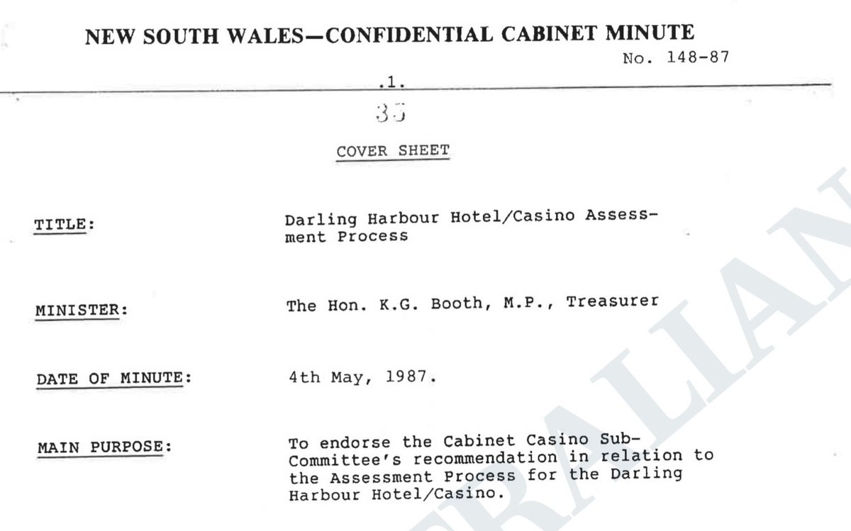 Let’s go through the source. This is paperwork from the New South Wales state government back in the 80s.  @australian published it after the confidentiality period elapsed.Basically, Trump didn’t pass a background check (!!!).I think this is all still relevant.