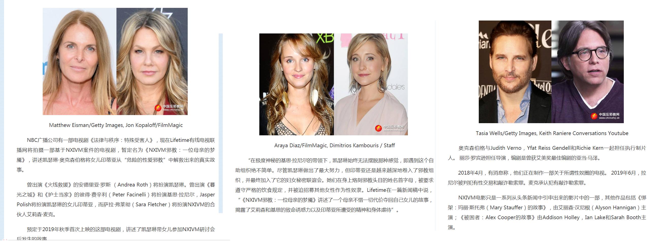 טוויטר Thlim בטוויטר 美国一电视台拍摄电影 Nxivm 邪教 一位母亲的梦魇 据19年7月1日美国娱乐网站eonline T Co Rfcxddatrz 报道 美国lifetime电视台正在将 王朝 女演员凯瑟琳 奥克森伯格将女儿印蒂亚 India 从邪教中解救出来的故事拍摄成电视