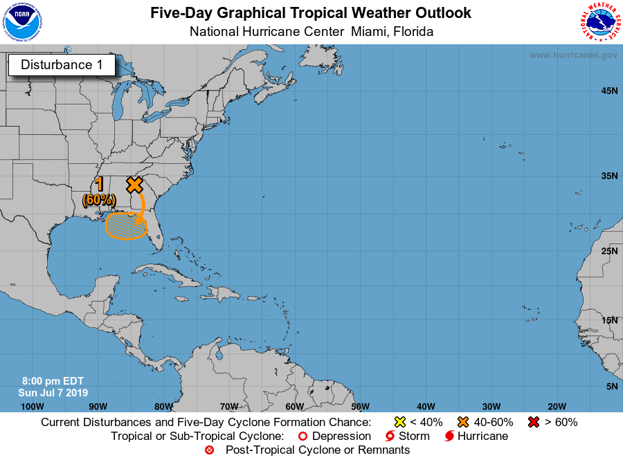 NHC_Atlantic's tweet photo. A tropical depression could form over the northeastern Gulf of Mexico by the end of the week. This system could also produce heavy rainfall along portions of the central and eastern US Gulf Coast. For more info go to https://t.co/tW4KeFW0gB. Local info at: https://t.co/SiZo8ohZMN https://t.co/D4r1dVu05k
