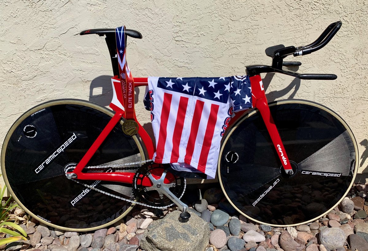 Thanks <a href="/TriRig/">TriRig</a> and <a href="/CeramicSpeed/">CeramicSpeed</a> for the free speed I needed for the women's elite individual pursuit stars and stripes at #TrackNats!