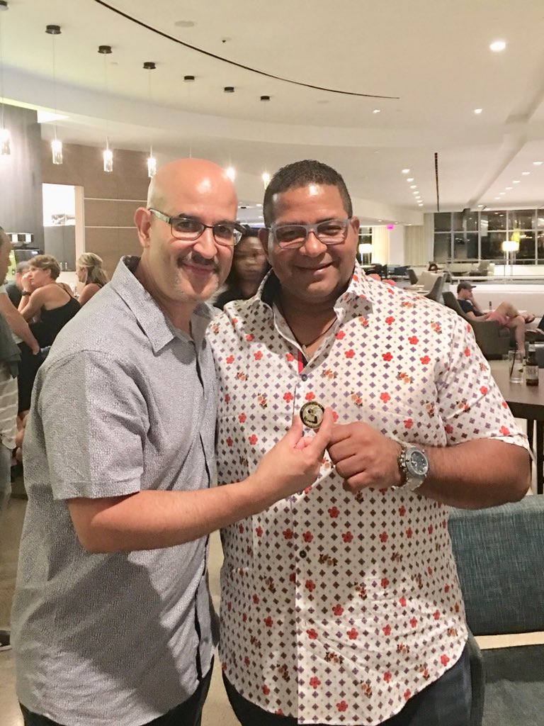 DannyT21's tweet photo. Prior to leaving Cleveland, @LuisRClemente21 presented me with the official commemorative Roberto Clemente Foundation coin (designed by his son Luis Jr.). It’s his unique way of saying “Mil Gracias” and I will treasure this keepsake always from the #AllStarGame weekend. https://t.co/OJFS0mTnmX