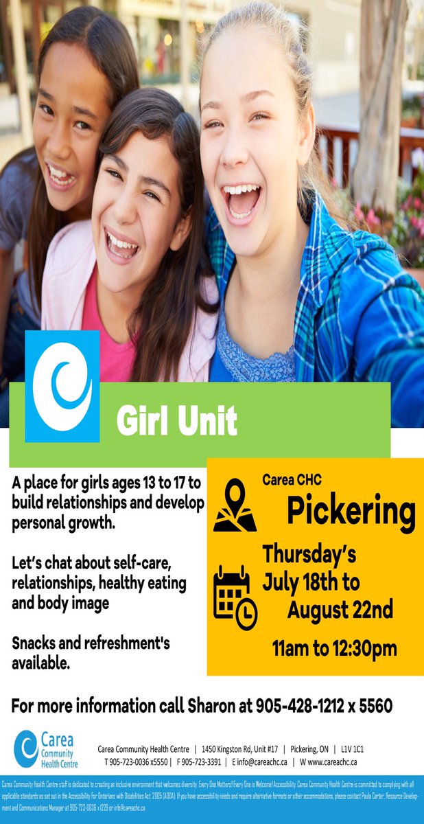Check out our latest program in Pickering! Girl Unit - this summer! #freeprograms #teenprograms #pickering