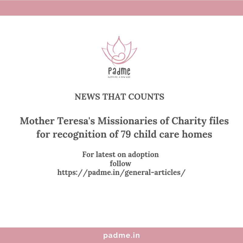AdoptPadme's tweet photo. All #childcarehomes run by the #MotherTeresa, #founded #MissionariesofCharity (MoC), except those in #Maharashtra and #WestBengal, have filed for #recognition of their #institutions under the Juvenile Justice Act, officials said.

#NewsThatCounts
#ADOPTION
#AdoptingANewWay https://t.co/TFpZQd50Q2