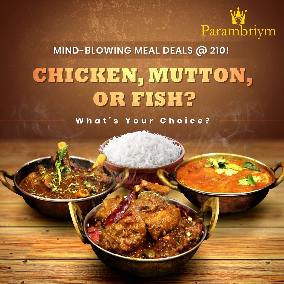 Parambriyms's tweet photo. Check out the mind-blowing meal deals at Parambriym 😍! 
- Parambriym Rice &amp; Curry Chicken Combo (200+5%Tax)
- Parambriym  Rice &amp; Curry Mutton Combo (250+5%Tax)
- Parambriym Rice &amp; Curry Seafood Combo (250+5%Tax)
Pick your choice, Choose your meal and delight your taste buds! https://t.co/FbTGxT1ixW