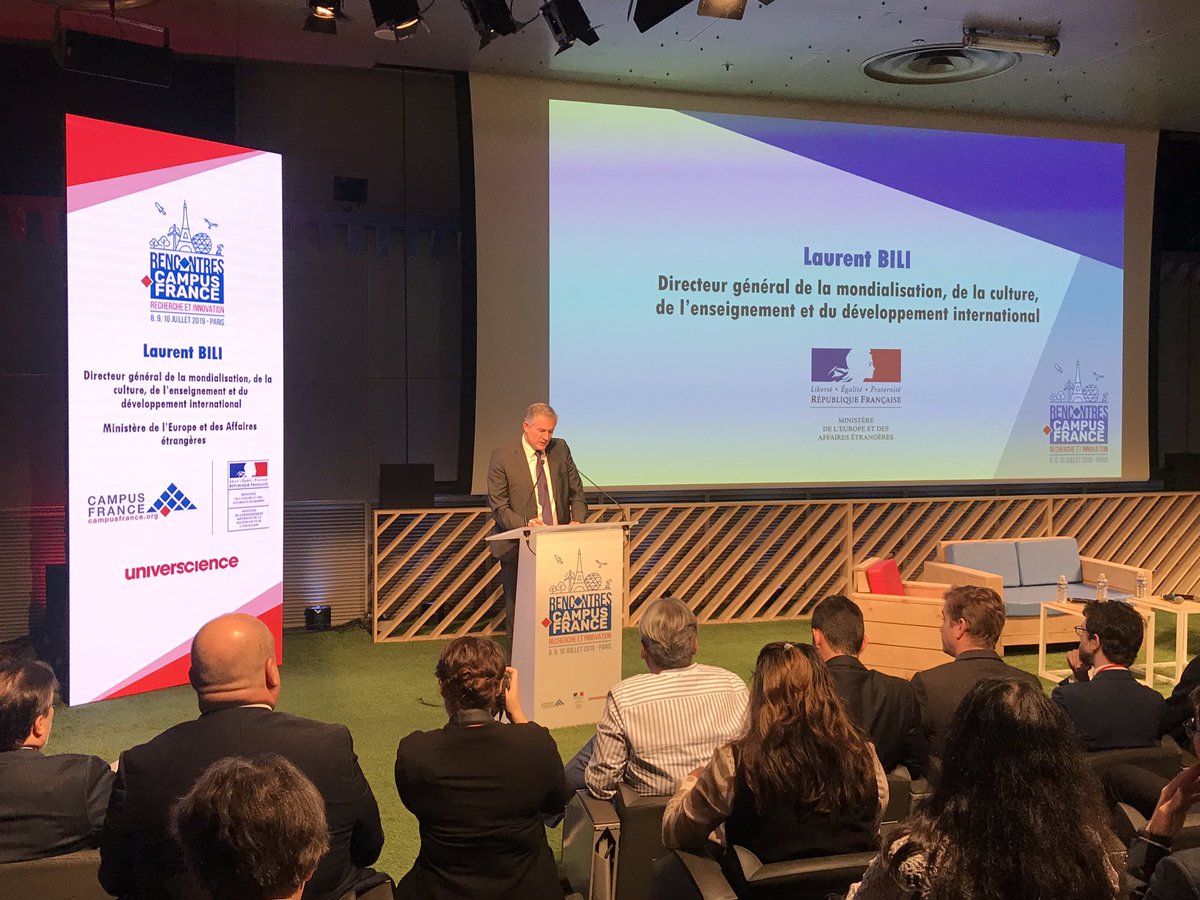 CampusFrance's tweet photo. Ouverture officielle des Rencontres Campus France de la #recherche et de l’#innovation @citedessciences par Laurent Bili, DG de la mondialisation, de la culture, de l’enseignement et du développement international @francediplo #RencontresCF https://t.co/8rl7ETNhcF