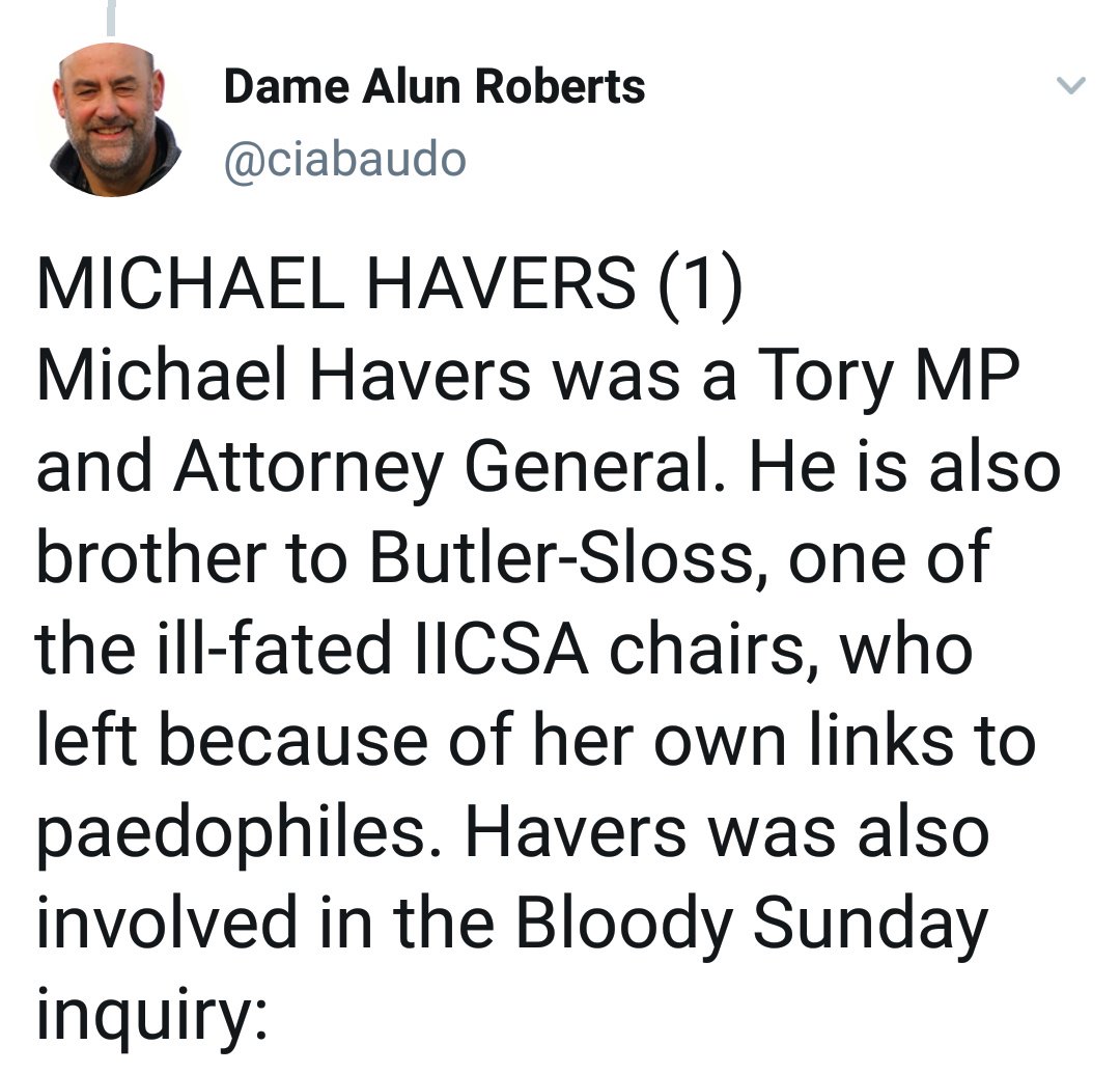 The actor Nigel Havers is the son of Michael Havers. His step-daughter is Clare Bronfman, heavily implicated in the NIXVM cult. Her brother Edgar Jr. appears on Epstein's list. Edgar Sr. was director of the Institute for Jewish Policy Research.  https://threader.app/thread/1026923031757815808