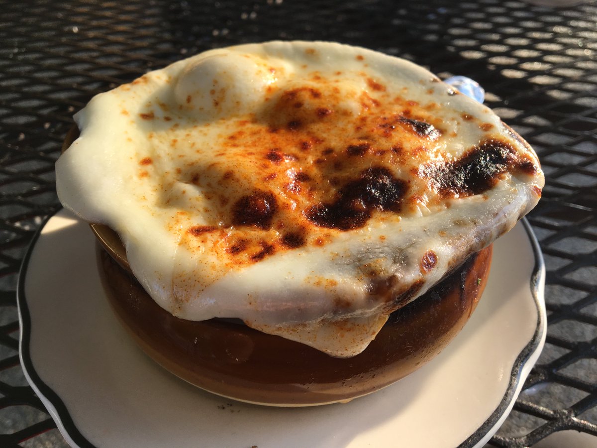 French onion soup, with.  Superb!  At the Buckhorn Supper Club on Lake Koshkonong.   <a href="/BuckhornMilton/">Buckhorn Supper Club</a>