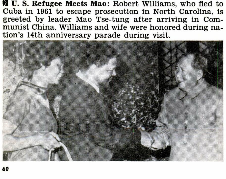 Black people really are the biggest stunts and I live for it. Imagine not only fleeing the country that oppresses you, but also meeting with that country's enemies. Robert Williams hanging out with Mao exposed some of America's contradictions to the world