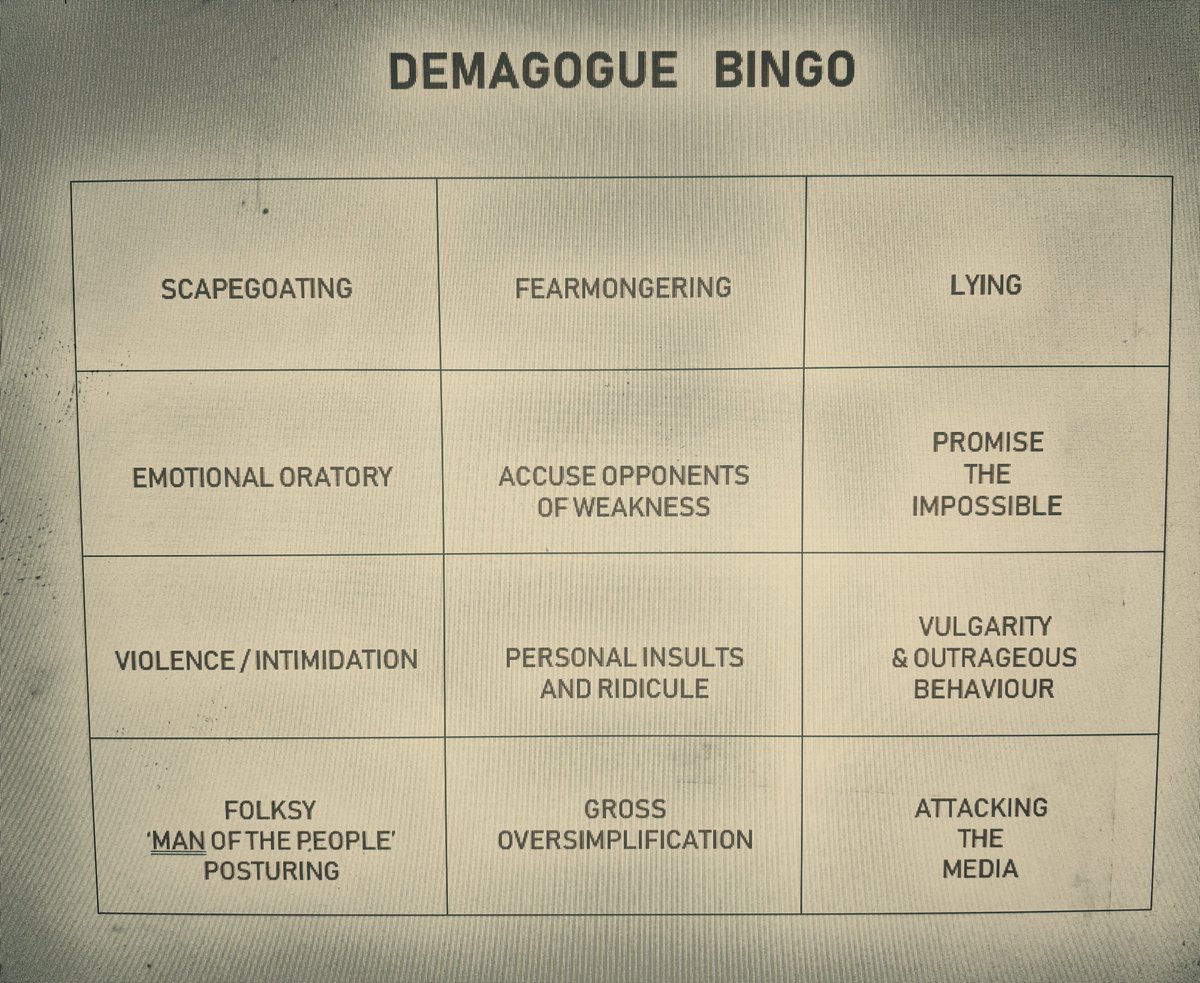 The tactics don't change. Grossly oversimplify the legal process, Promise the impossible - meeting Copenhagen while using another non-eu member's currency, emotional oratory about being ripped out of Europe, attacks on MSM that question if we will get in the EU...  #DemagogueBingo