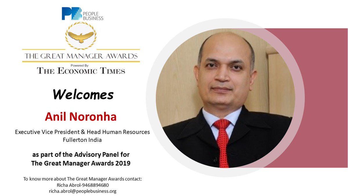 pbgmawards's tweet photo. #greatmanagerawards2019 #greatmanager 
#welcome
@PeopleBusiness_ welcomes Anil Noronha as the part of the advisory panel for The Great Manager Awards 2019.

#awards #gma19 #iamgreatmanager #employerbranding #employerbrand #Awards https://t.co/sV6HCXbQcP