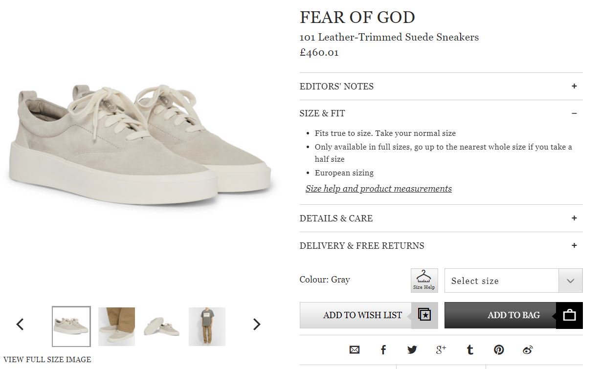 fear of god 101 sneaker sizing