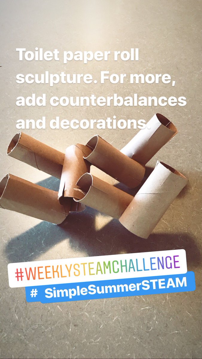 614MusicWorks's tweet photo. #weelysteamchallenge: toilet paper roll sculpture. For more of a challenge, use counterbalances and add decorations like foil and feathers. Notice the cutting to make grooves to fit together.#STEAMed #MakerEd https://t.co/WV60NMQHf6