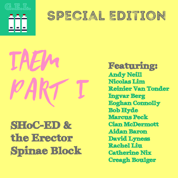 PratsEM's tweet photo. US GEL PODCAST Special Edition!
SHoC-ED & Erector Spinae Block - Part 1 from #IAEM18
https://t.co/rXo18U7ivE
#FOAMed #FOAMus https://t.co/z6ZOyEfmb2