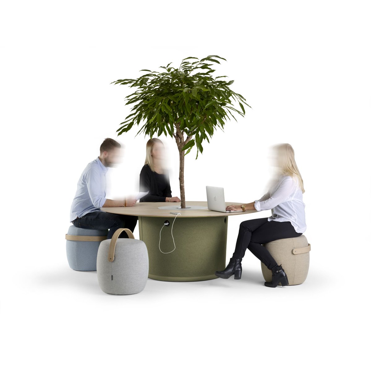 The On Point table is designed with its soft and elegant appearance, the table is great for meeting between people but can also be used, with plants and greenery, for separate private conversations. #workplace #design #collaboration