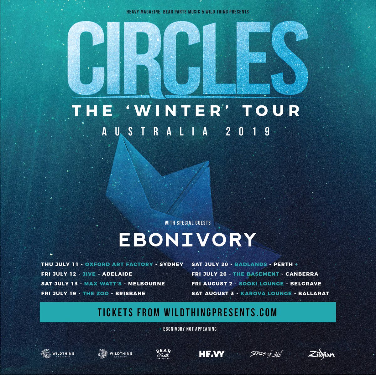 💥TOUR STARTS THIS WEEK!💥Melbourne's finest export of off-kilter stadium-like riffs, dynamic grooves, and breathtaking soaring vocals, <a href="/listentocircles/">Circles</a> kick off their MEGA Winter Tour THIS WEEK! Don't miss out on this incredible live show! TICKETS ➤ wildthingpresents.com/tickets