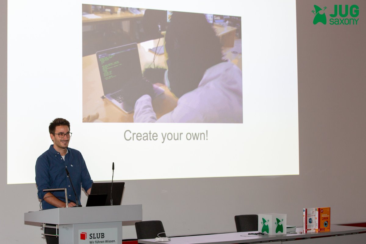 jugsaxony's tweet photo. Die Slides zum Vortrag "Serialisierung in Zeiten von JSON - ein alter Hut?“ sind online. Vielen Dank an unsere Sprecher Johannes Tandler &amp; Michael Barth, der @SLUBdresden, dem Preissponsor @hanserliteratur und an die Teilnehmer für den interessanten Abend! https://t.co/C7b2DaQGTT https://t.co/zxfJWKnDiH