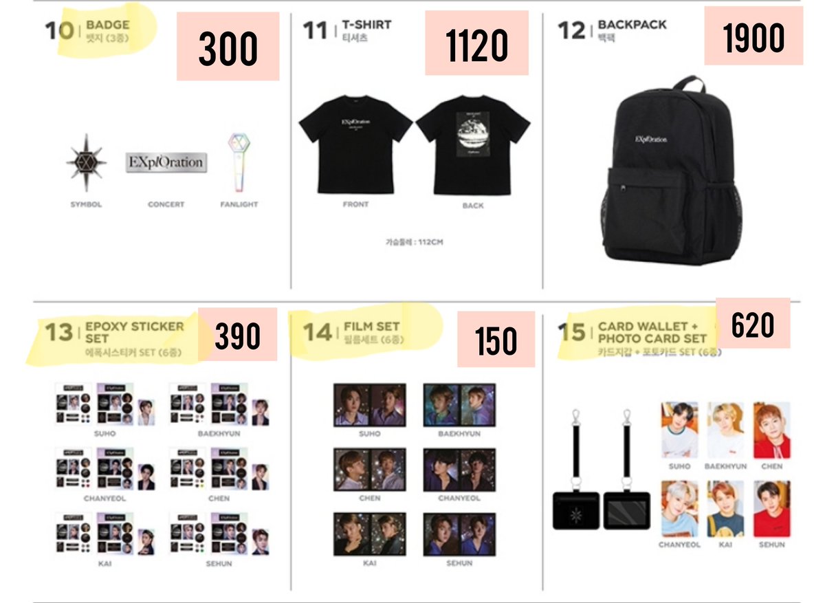 Porbyun's tweet photo. [PRE] กดเว็บด่วนๆๆ Goods หน้าคอน exo
#EXplOration

🐣ราคาในรูป ที่ไม่ระบุ = ไม่ได้รับค่ะ
🐣ตัวเลข highlight ไฮไลท์สีเหลือง = ระบุเมมเบอร์ / ต้องระบุตัวเลือก
#31 ได้ทั้ง set ยกเว้นรูปขวาแรนด้อม 2

📮ของเบา 35/50 (+10บาท ชิ้นต่อไป)
นัดรับสยาม อนุ อารีย์ สะพายควาย เซนลาด
#ตลาดนัดexo https://t.co/XKECXr5zJN