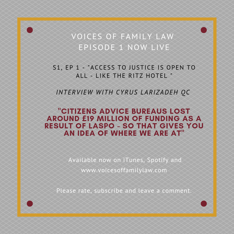 VoicesofFamLaw's tweet photo. S1, E1 "Access to Justice is open to all.. like the Ritz Hotel" with Cyrus Larizadeh QC is available now!! 

You can find the episode on iTunes (https://t.co/vJOdFr7I6L), Spotify or through my website https://t.co/Z16eNy1GTS.

Please RT 😄 https://t.co/A2VEQBuMFx