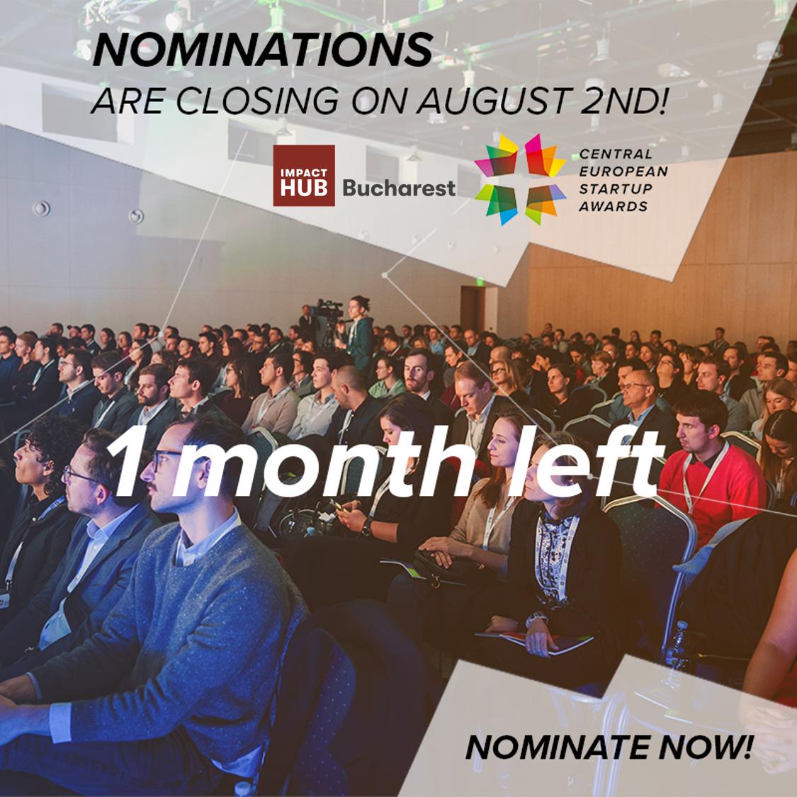 The Central European Startup Awards 2019 are happening now, there is still almost a month left to apply or to nominate your favorite startup!

Go to impacthub.ro/cesa, pick you category and join the best entrepreneurs in the region in the run for the regional finals!