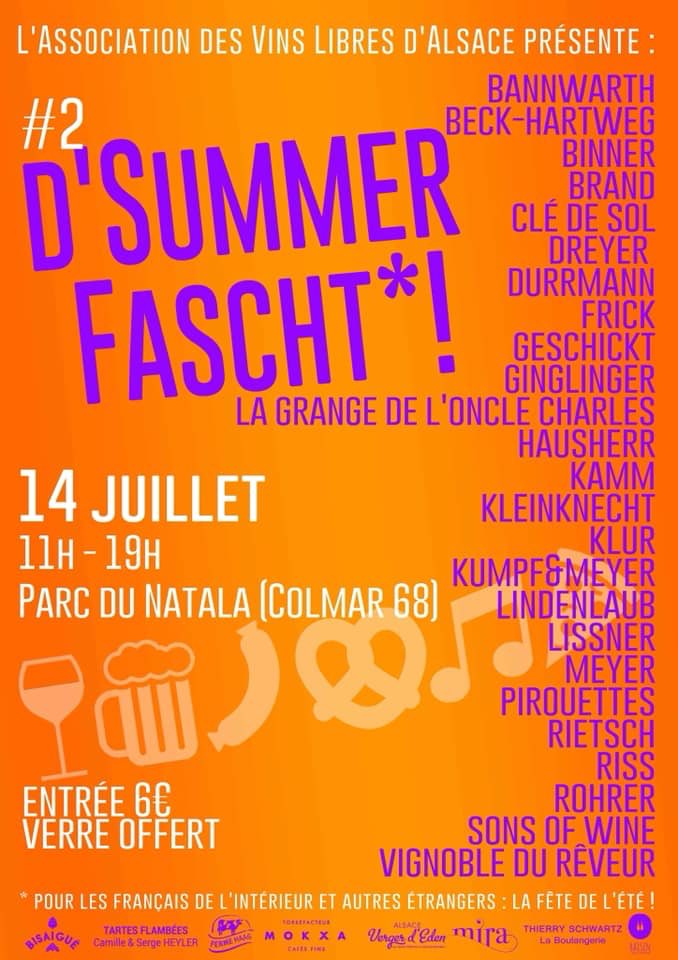 appvinnaturel's tweet photo. 🎉 L’association des vins libres d’Alsace présente : #2 D’Summer Fascht*! 🔥 C’est parti pour fêter le 14 juillet comme il se doit de 11 heures à 19 heures en buvant des vins magnifiques🍷. Au programme ? Que des stars 😍 ! https://t.co/tLpRwvdm8H https://t.co/7LDgNTwRXA