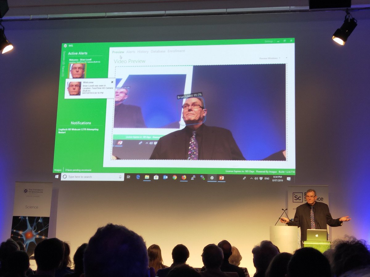 The face recognition talk at @UQBrisScience has started with an awesome live demo. #brisscience