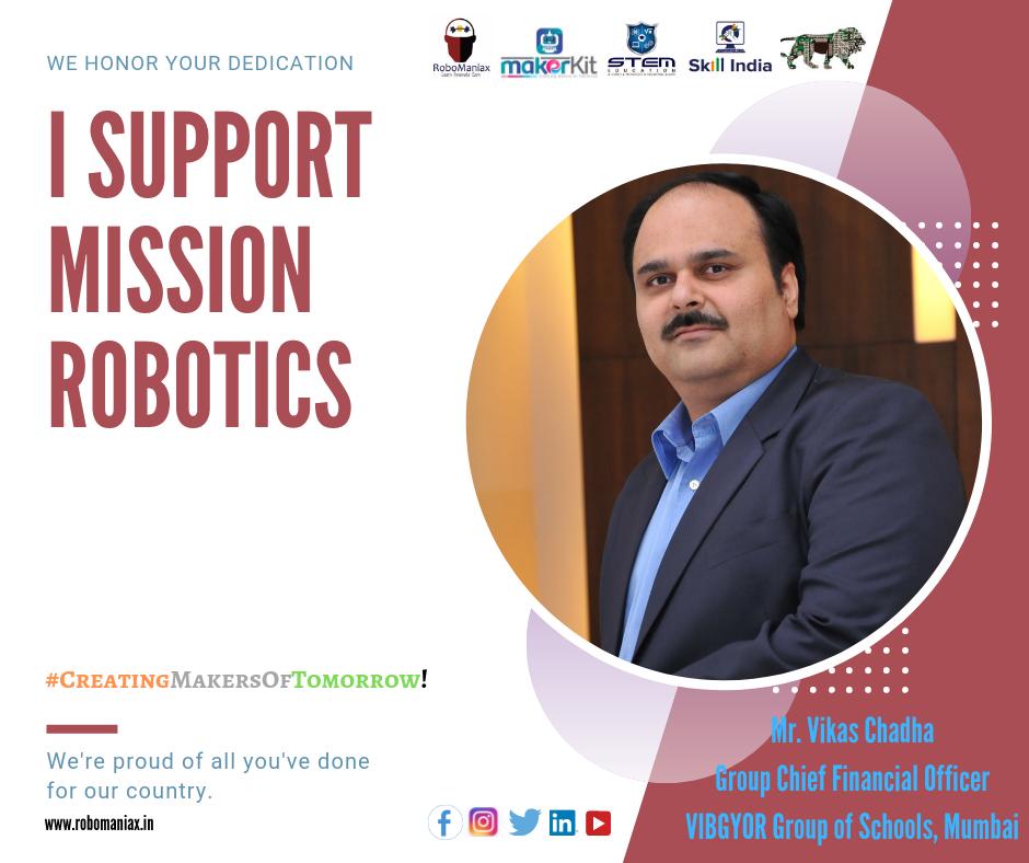EdutechPvt's tweet photo. RoboManiax Edutech Pvt. Ltd.-REPL. Welcomes Mr. Vikas Chadha, Group Chief Financial Officer, VIBGYOR Group of Schools, Mumbai to our Honorary Mentor Team of "I Support Mission Robotics" for #CreatingMakersofTomorrow !
#robomaniax #robotics #for #all #young #minds #practical 🤖 https://t.co/30Y5yDy7wd